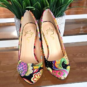 Multicolor Floral Heels Size 6